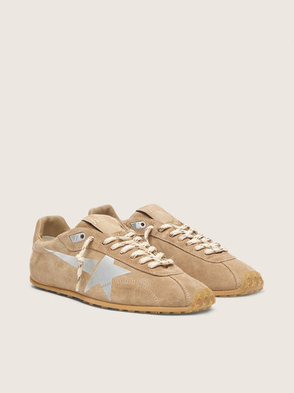 Golden Goose Mens Marathon Speed With Tobacco Suede Upper And Silver Star Mens