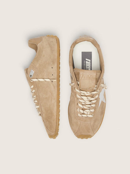 Golden Goose Mens Marathon Speed With Tobacco Suede Upper And Silver Star Mens