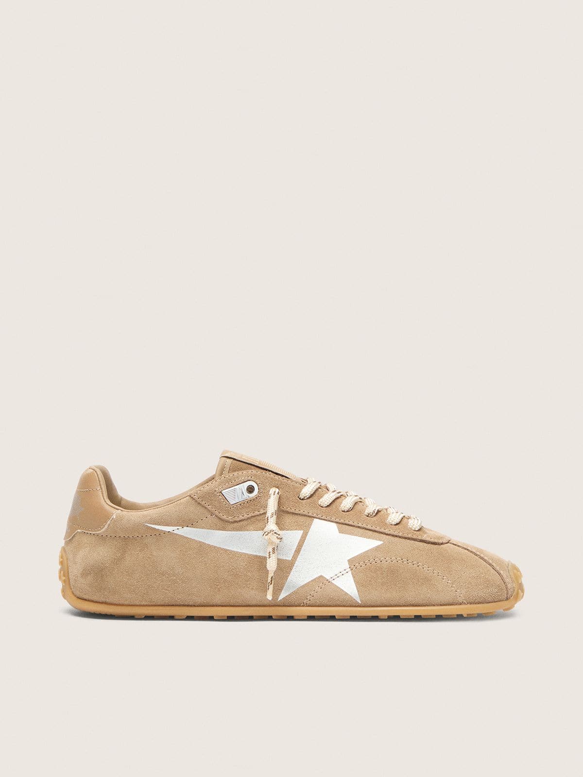 Golden Goose Mens Marathon Speed With Tobacco Suede Upper And Silver Star Mens