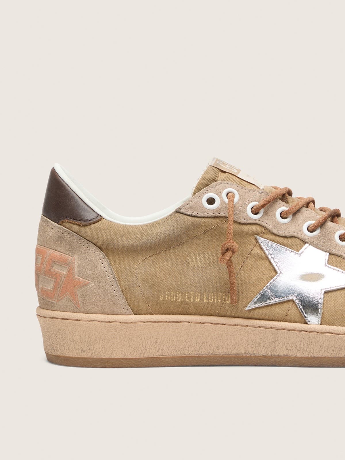 Golden Goose Mens Ball Star Ltd In Tobacco Suede With Silver Star Mens