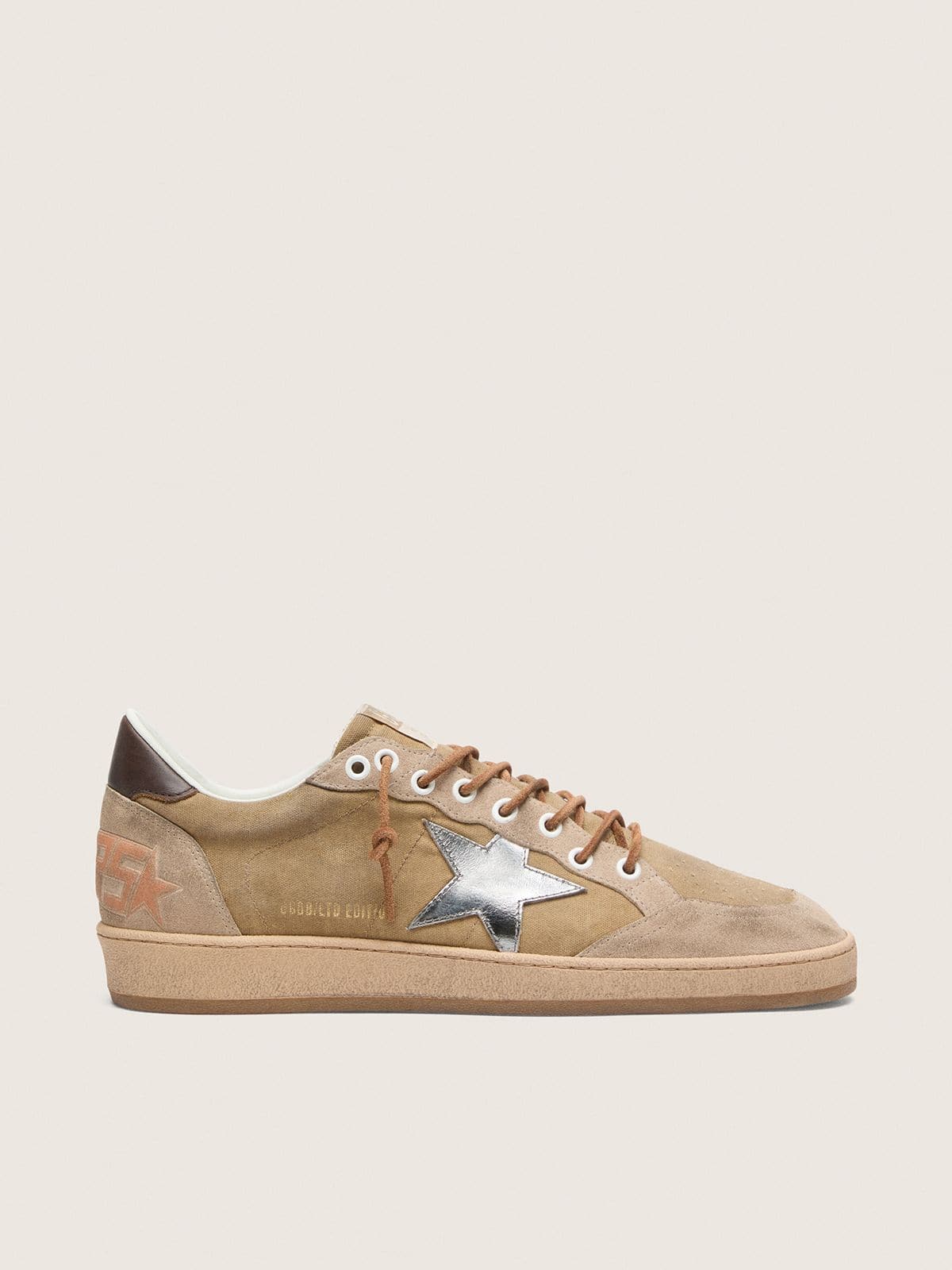 Golden Goose Mens Ball Star Ltd In Tobacco Suede With Silver Star Mens