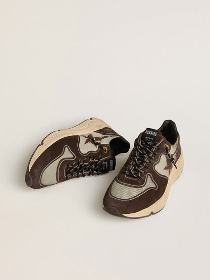 Golden Goose Mens Running Sole In Nylon And Suede With Printed Star And Leather Heel Tab Mens