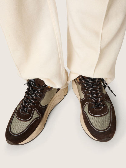 Golden Goose Mens Running Sole In Nylon And Suede With Printed Star And Leather Heel Tab Mens
