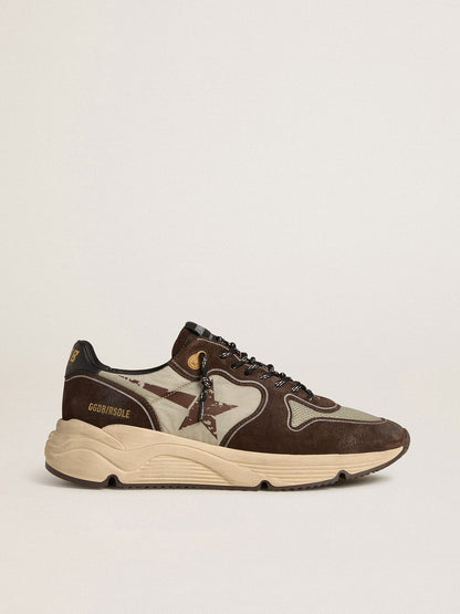 Golden Goose Mens Running Sole In Nylon And Suede With Printed Star And Leather Heel Tab Mens