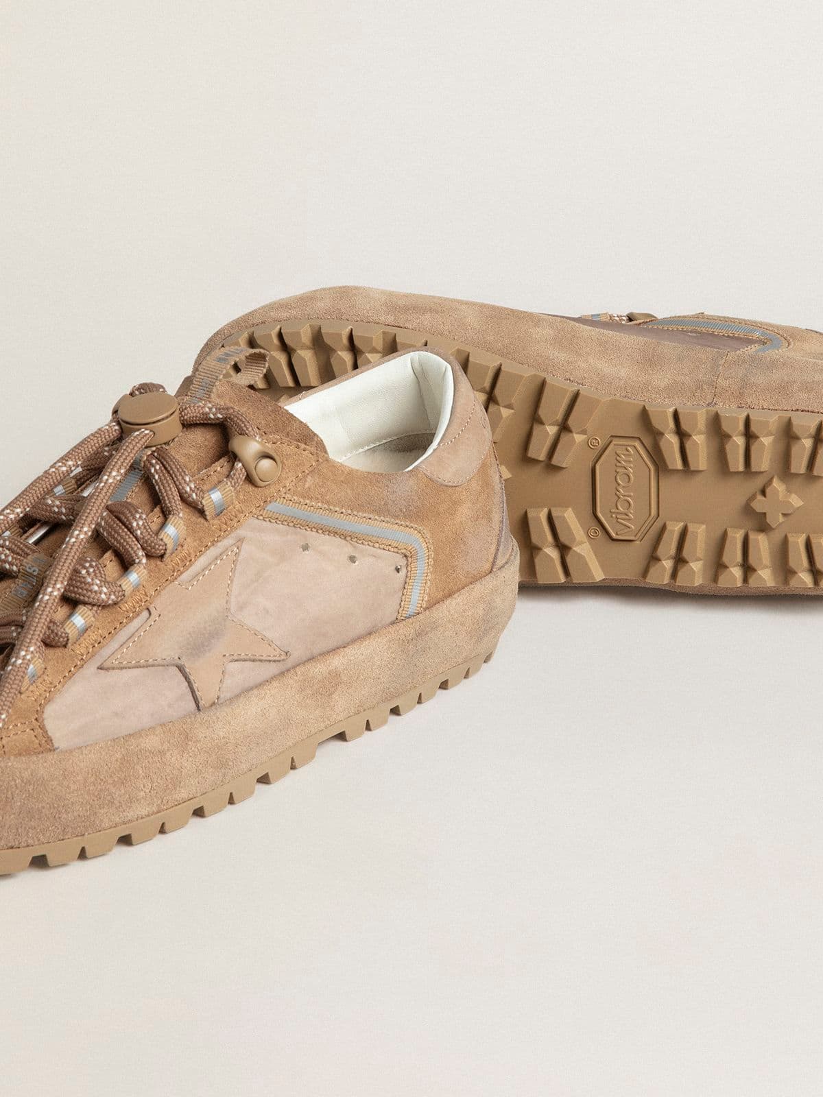 Golden Goose Mens Super-Star Ski In Dolmias And Caramel Suede With Marble Nubuck Star And Heel Tab Mens