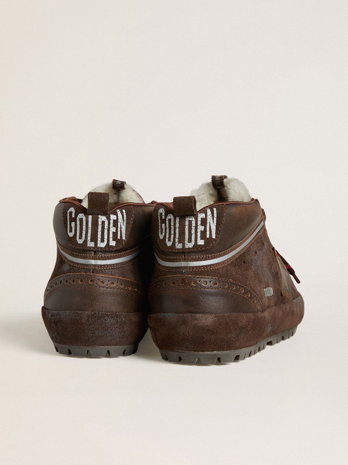 Golden Goose Mens Mid Star Ski In Brown Suede With Leather Star And Suede Heel Tab Mens