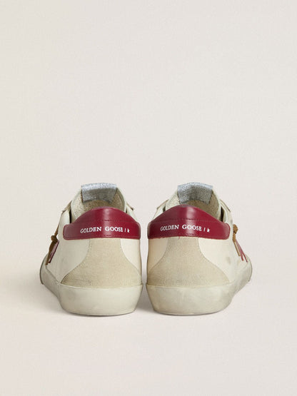 Golden Goose Mens Super-Star With Red Leather Star And Beige Suede Inserts Mens