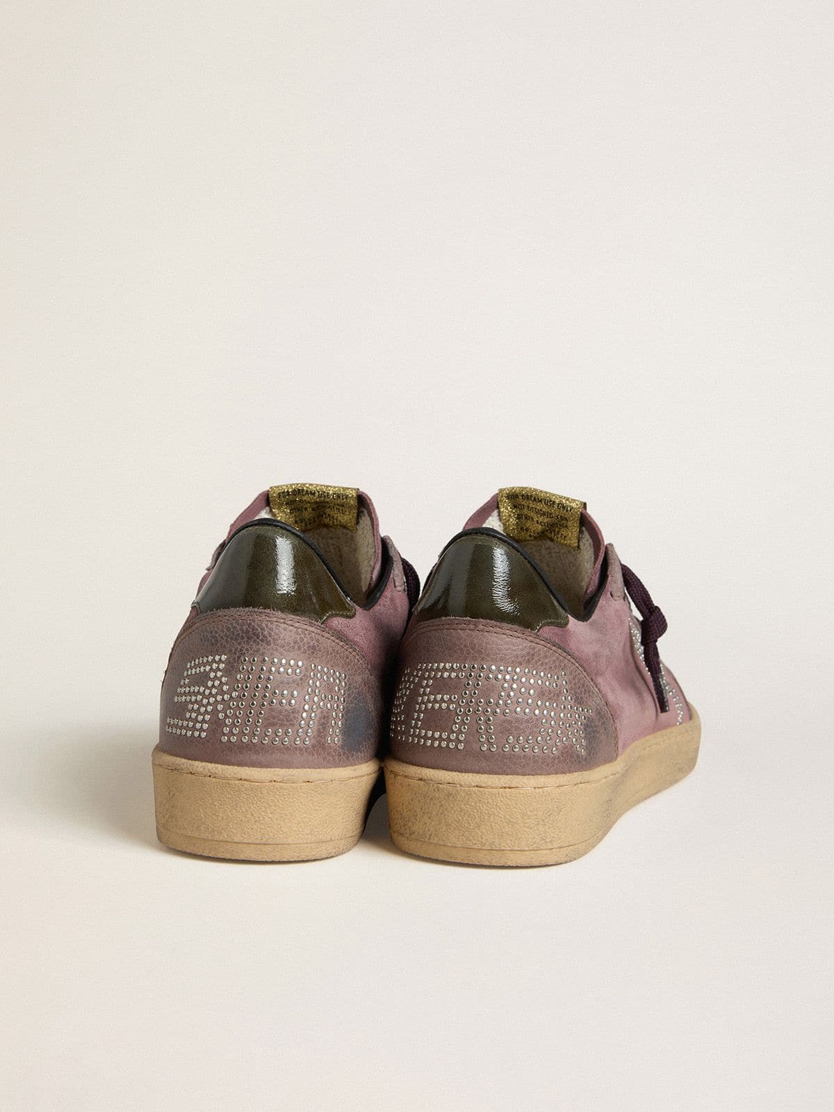 Golden Goose Mens Ball Star In Purple Suede With Star With Silver Studs And Black Naplak Heel Tab Mens