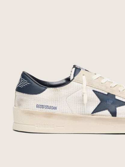 Golden Goose Mens Stardan In Beige Suede With Blue Star Mens