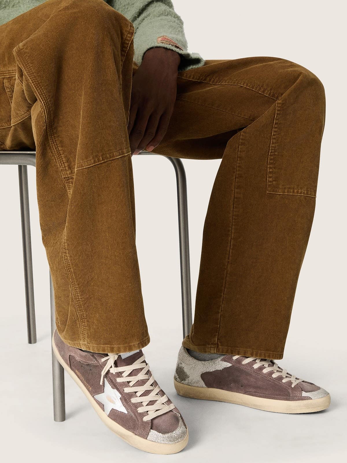 Golden Goose Mens Super-Star Ltd In Lavender Suede With Silver Star Mens
