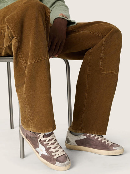 Golden Goose Mens Super-Star Ltd In Lavender Suede With Silver Star Mens