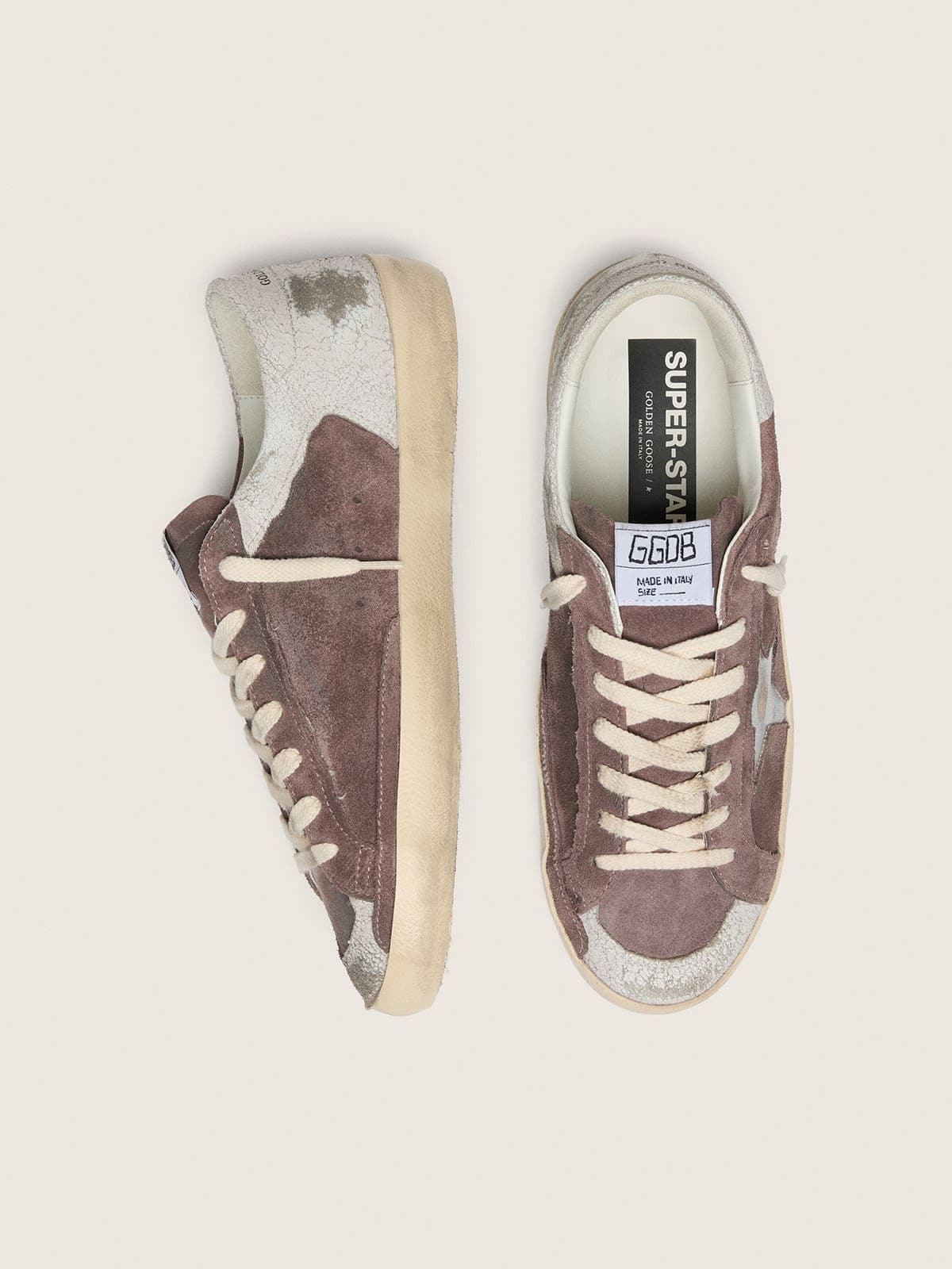 Golden Goose Mens Super-Star Ltd In Lavender Suede With Silver Star Mens