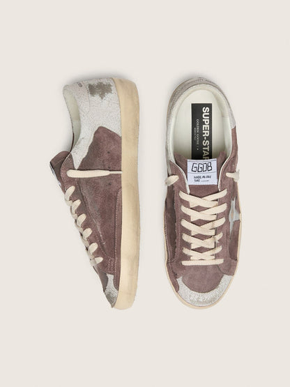Golden Goose Mens Super-Star Ltd In Lavender Suede With Silver Star Mens