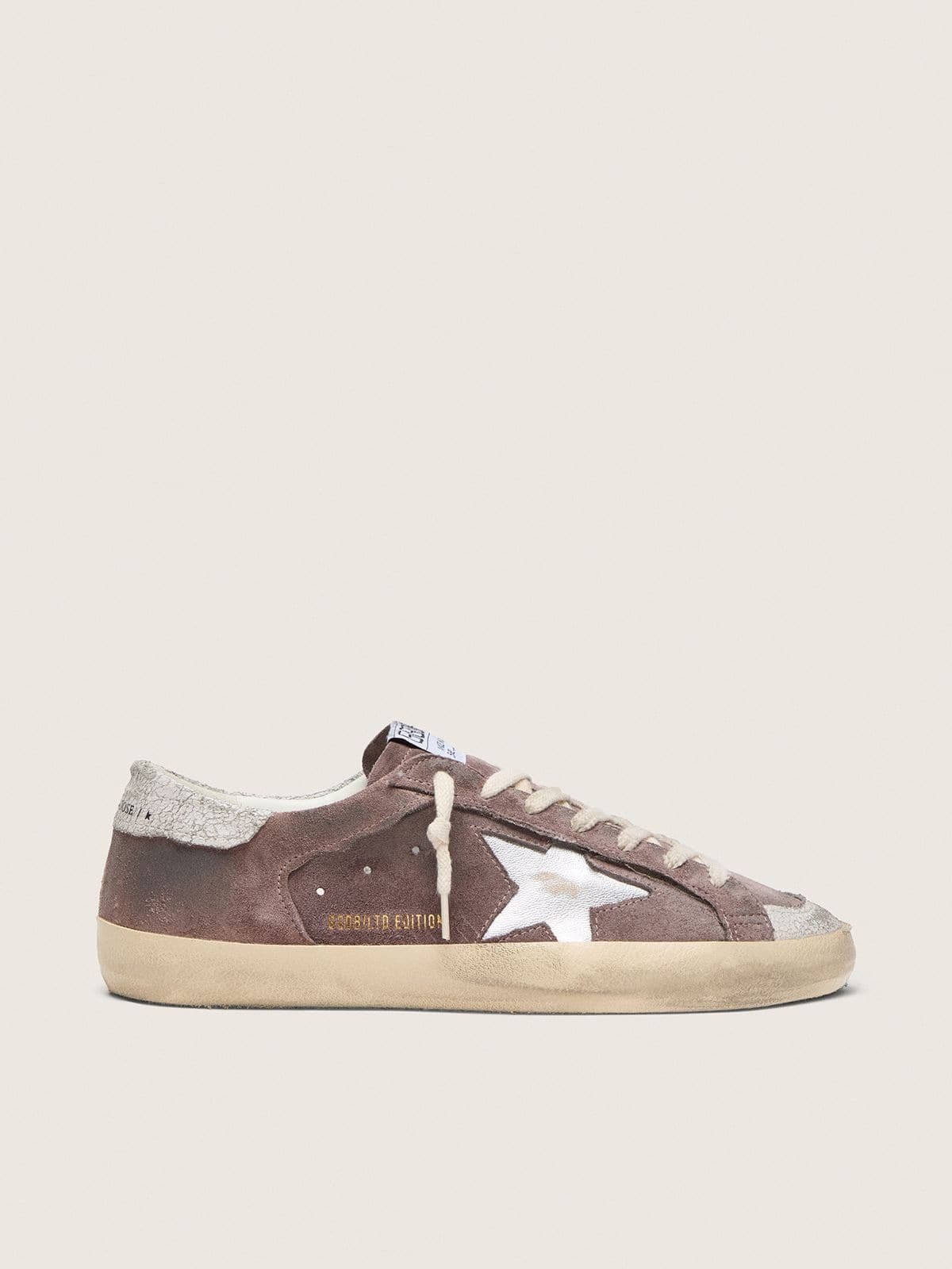 Golden Goose Mens Super-Star Ltd In Lavender Suede With Silver Star Mens