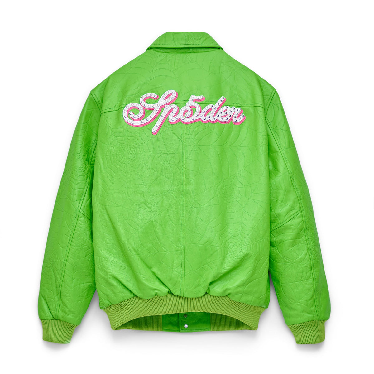 Sp5der Debossed WEB Leather Jacket