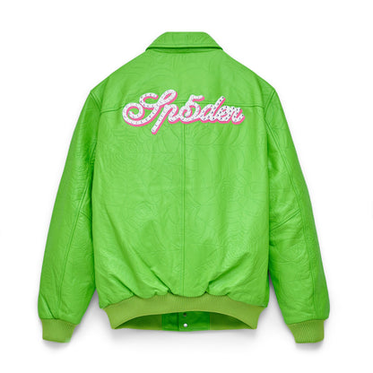 Sp5der Debossed WEB Leather Jacket