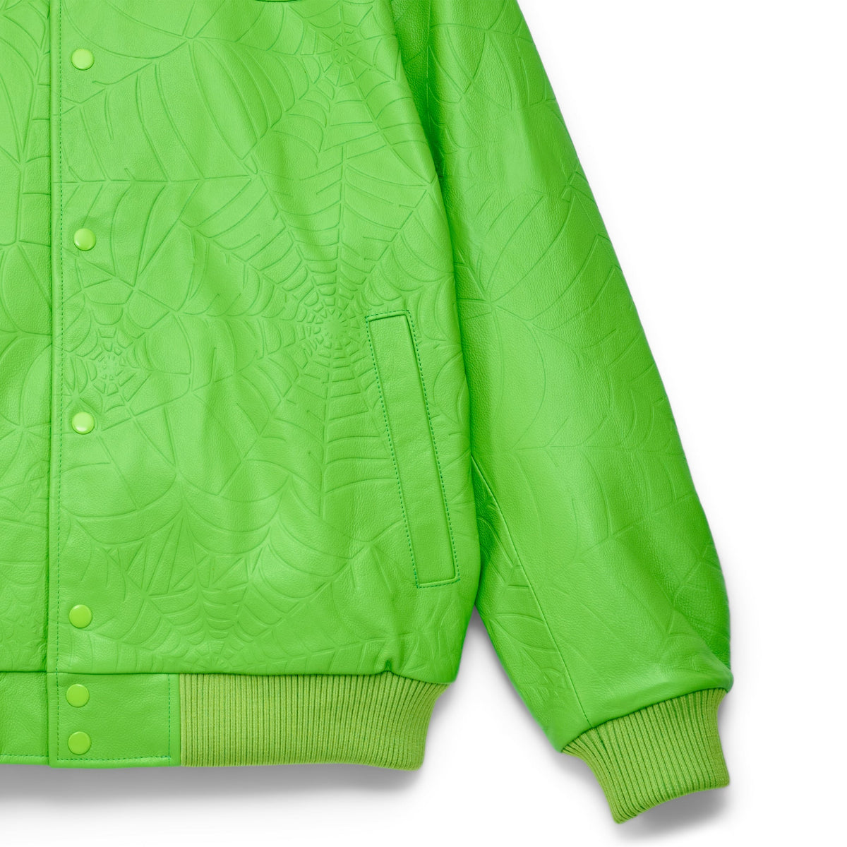 Sp5der Debossed WEB Leather Jacket