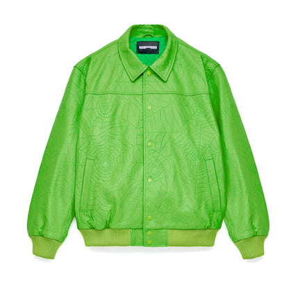 Sp5der Debossed WEB Leather Jacket