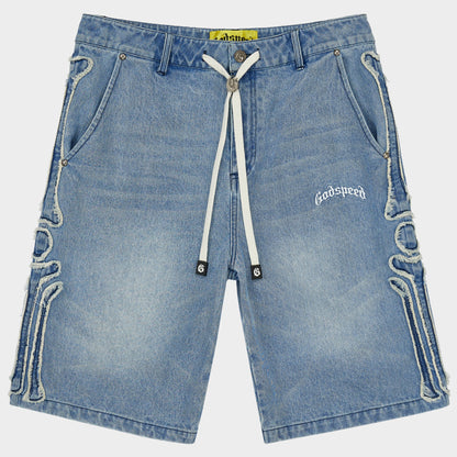 Godspeed Fémur Frayed Denim Shorts (Blue)