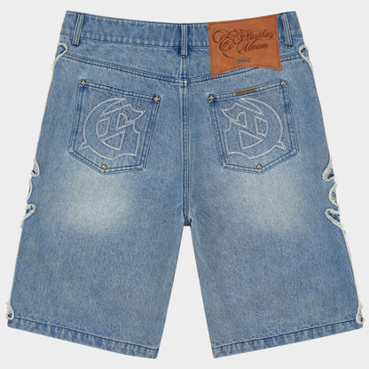 Godspeed Fémur Frayed Denim Shorts (Blue)