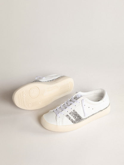 Golden Goose Yatay Model 1B Sustainable Sneakers With White Bio-Based Upper And Silver Recycled Glitter Y Womens