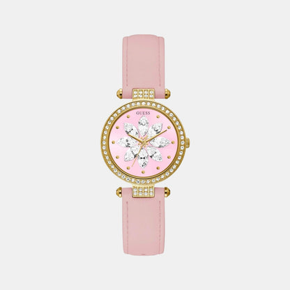 Guess Full Bloom Women Quartz Pink Dial Analog Leather Watch Gw0382L1