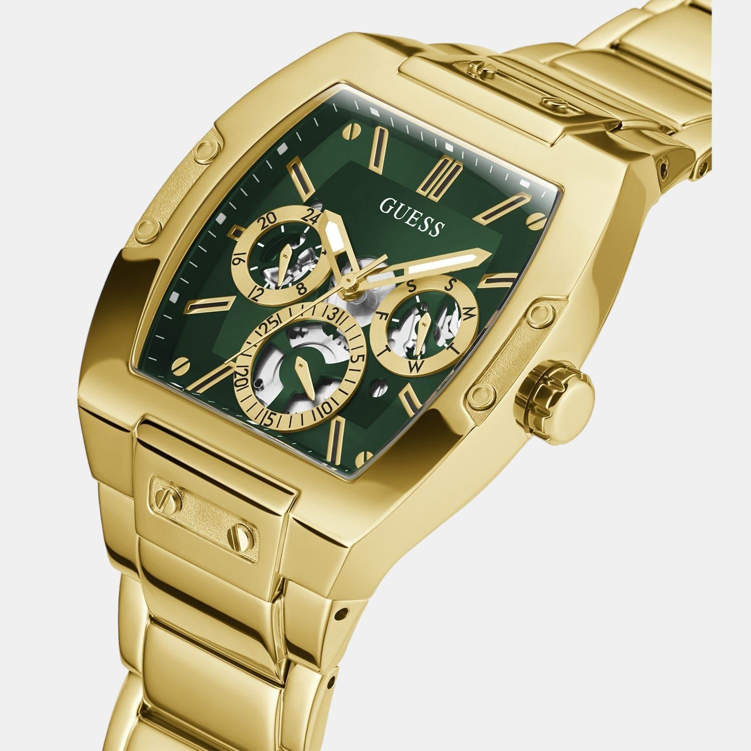 Guess Gt Phoenix Men Quartz Green Dial Analog Stainless Steel Gw0456G3