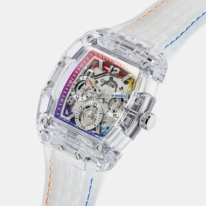 Guess Gt Phoenix Men Quartz Transparent Dial Analog Stainless Steel Gw0499G13
