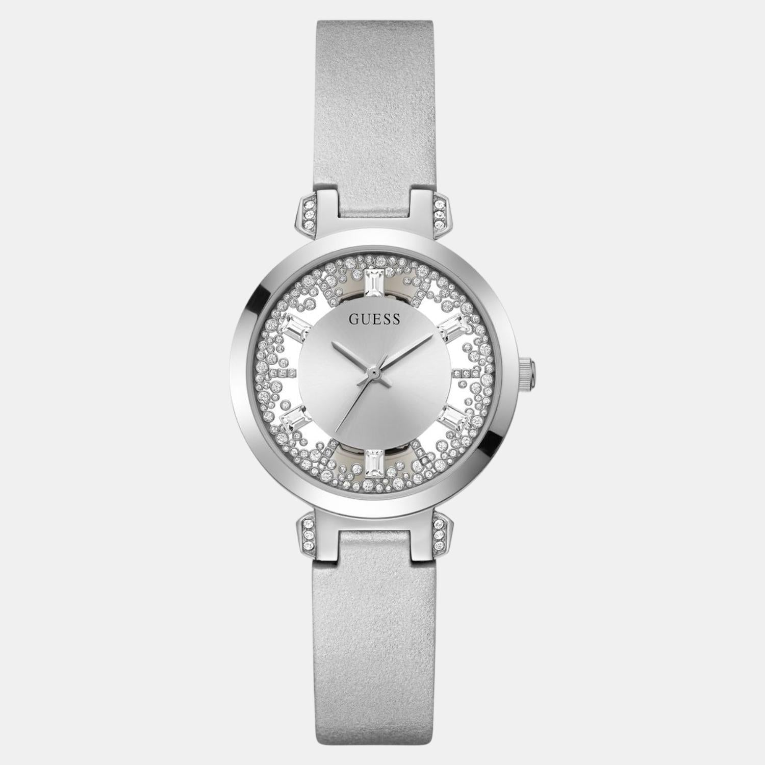 Guess Gd Crystal Clear Women Quartz Silver Dial Analog Stainless Steel Gw0535L3