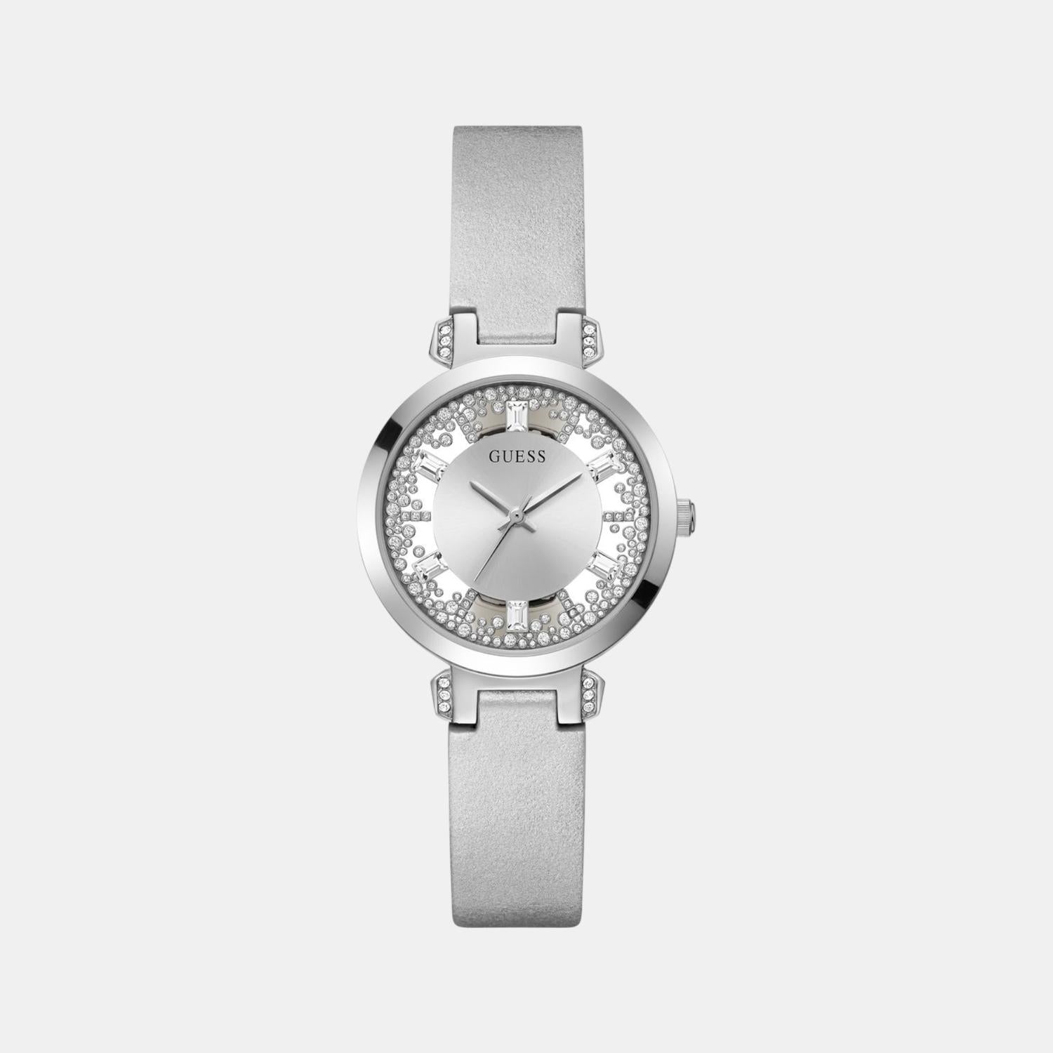 Guess Gd Crystal Clear Women Quartz Silver Dial Analog Stainless Steel Gw0535L3