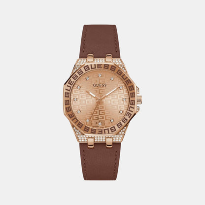 Guess Insignia Women Quartz Pink Dial Analog Leather Watch Gw0547L2