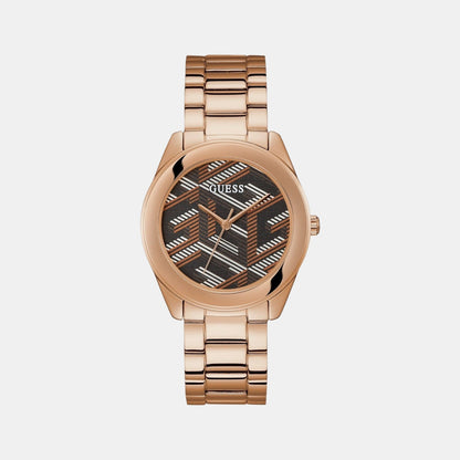 Guess Cubed Women Quartz Brown Dial Analog Stainless Steel Watch Gw0607L3