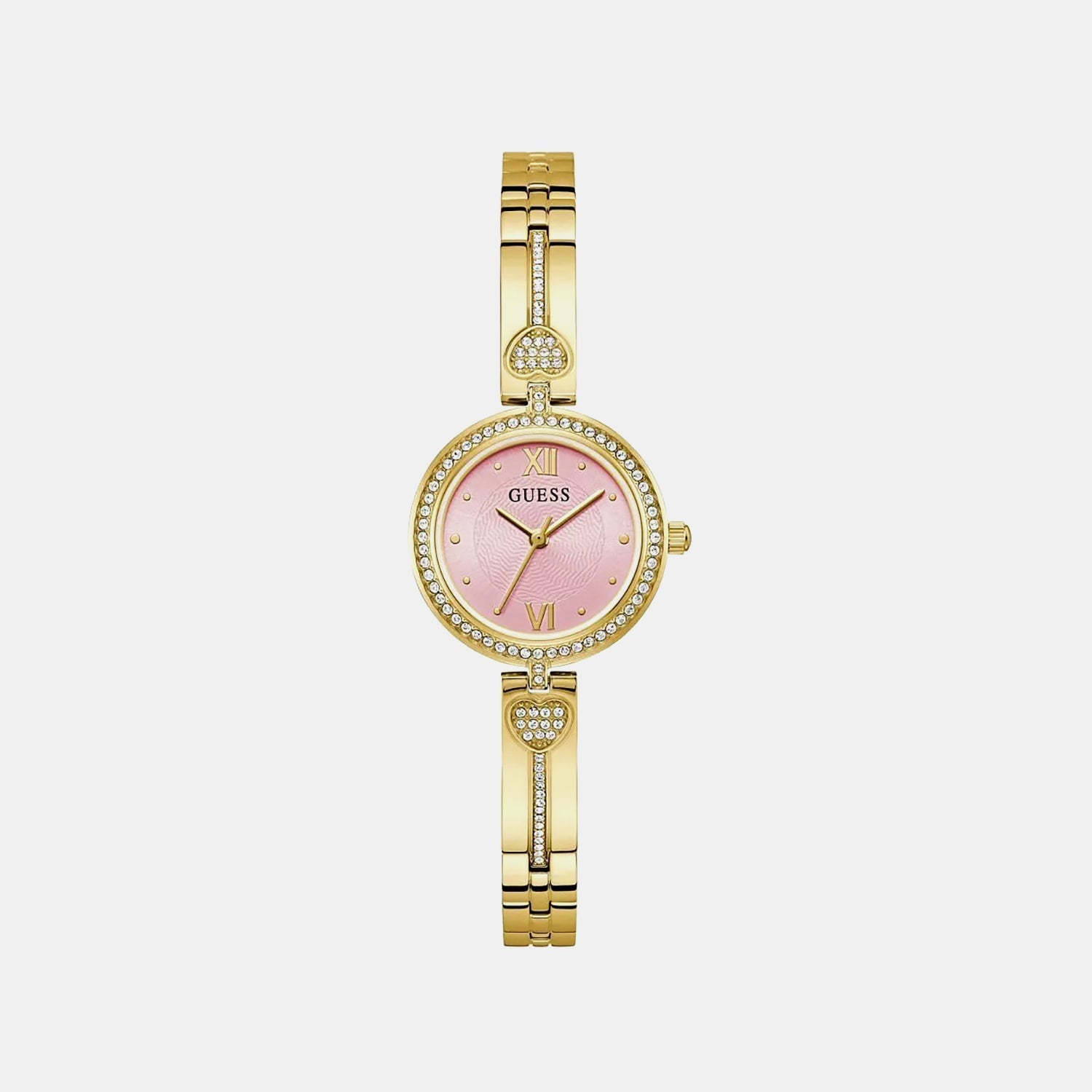 Guess Gb Lovey Women Quartz Pink Dial Analog Stainless Steel Gw0655L5