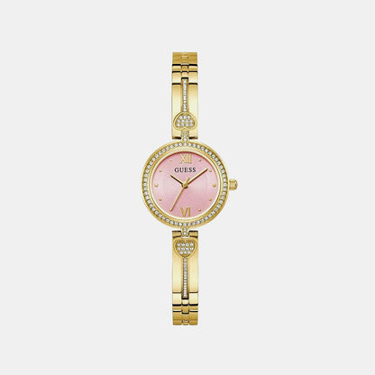Guess Gb Lovey Women Quartz Pink Dial Analog Stainless Steel Gw0655L5