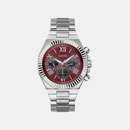 Guess Gd Equity Men Quartz Burgundy Dial Analog Stainless Steel Gw0703G7