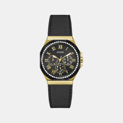 Guess Glaze Women Quartz Black Dial Multi-Function Leather Watch Gw0753L4