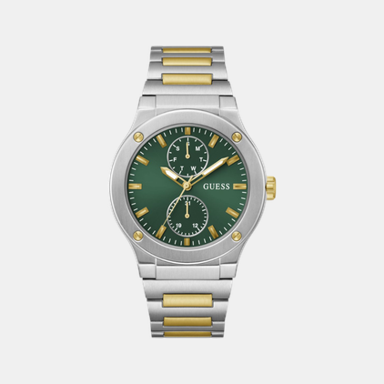 Guess Gd Jet Men Quartz Green Dial Analog Stainless Steel Gw0795G1