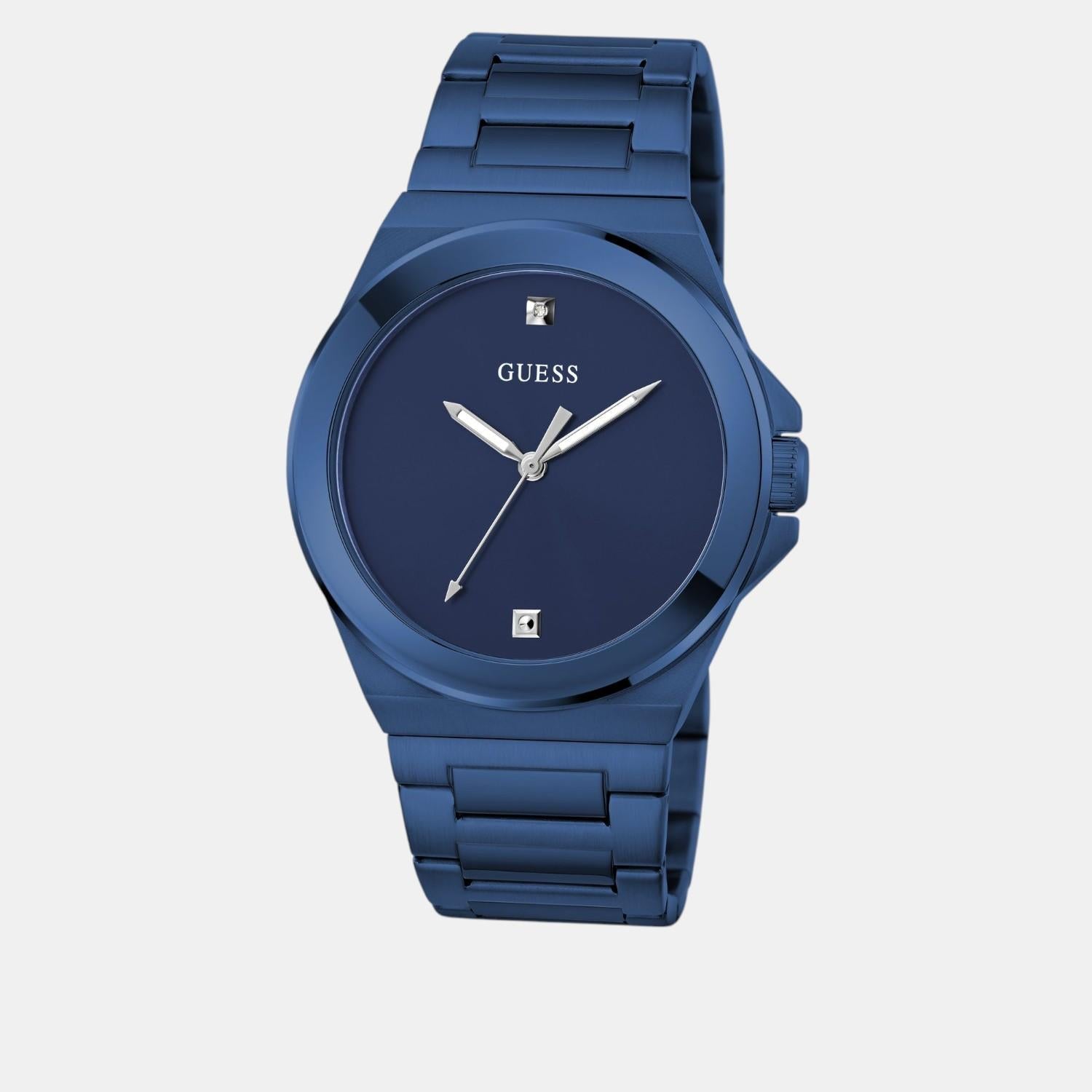 Guess Gd Vinyl Men Quartz Blue Dial Analog Stainless Steel Gw0833G1