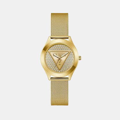 Guess Gt Glitz Plaque Women Quartz Champagne Dial Analog Stainless Steel Gw0835L2