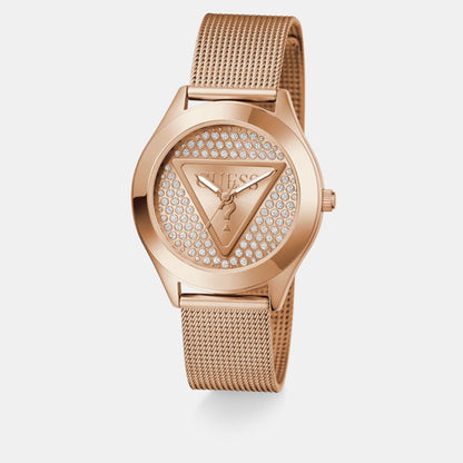 Guess Gt Glitz Plaque Women Quartz Rose Gold Dial Analog Stainless Steel Gw0835L3