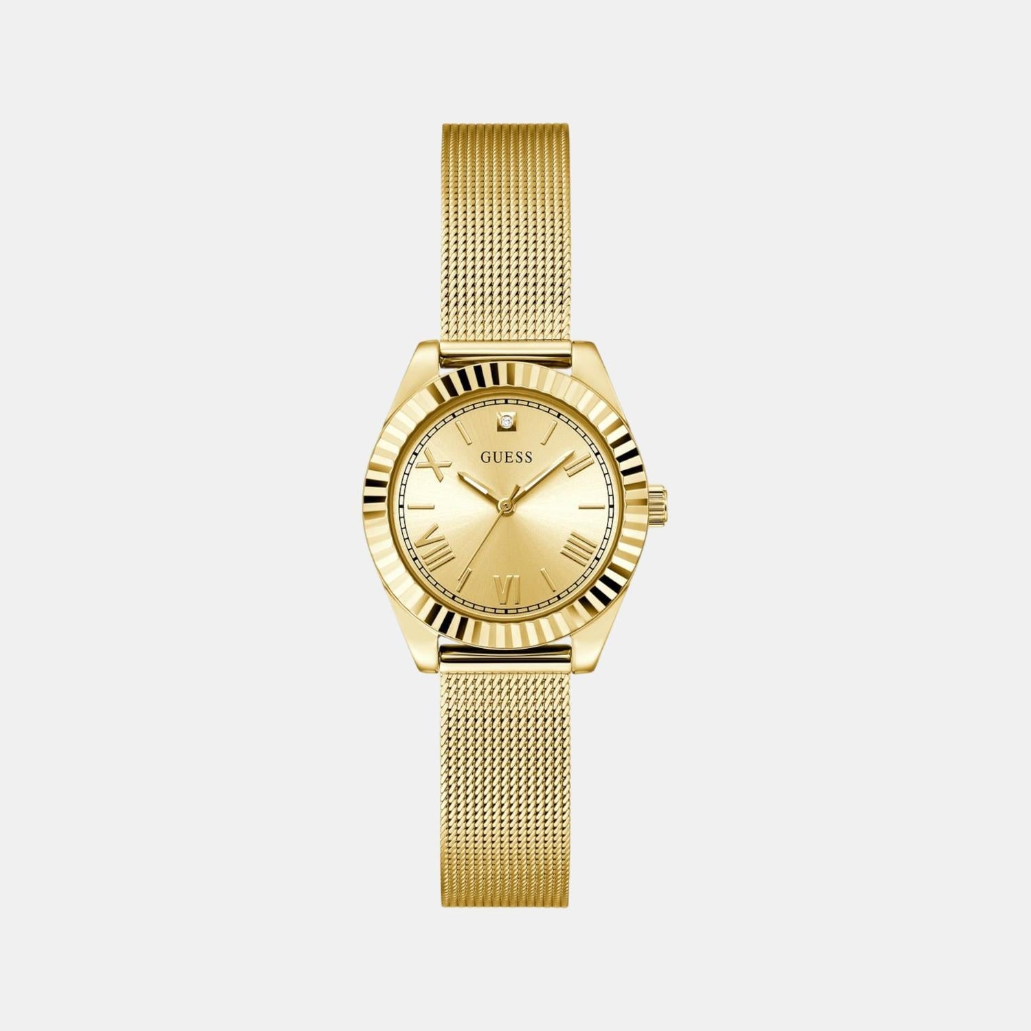 Guess Gd Mini Luna Women Quartz Champagne Dial Analog Stainless Steel Gw0842L2