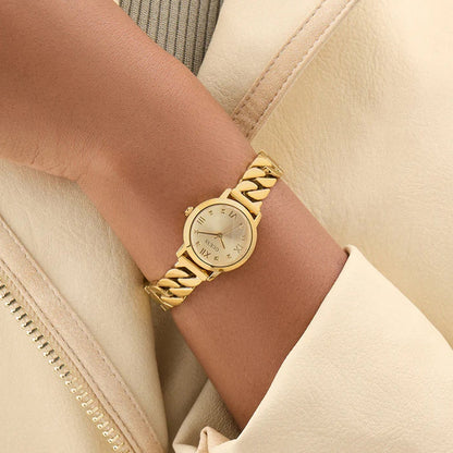 Guess Gb Chime Women Quartz Champagne Dial Analog Stainless Steel Gw0867L2