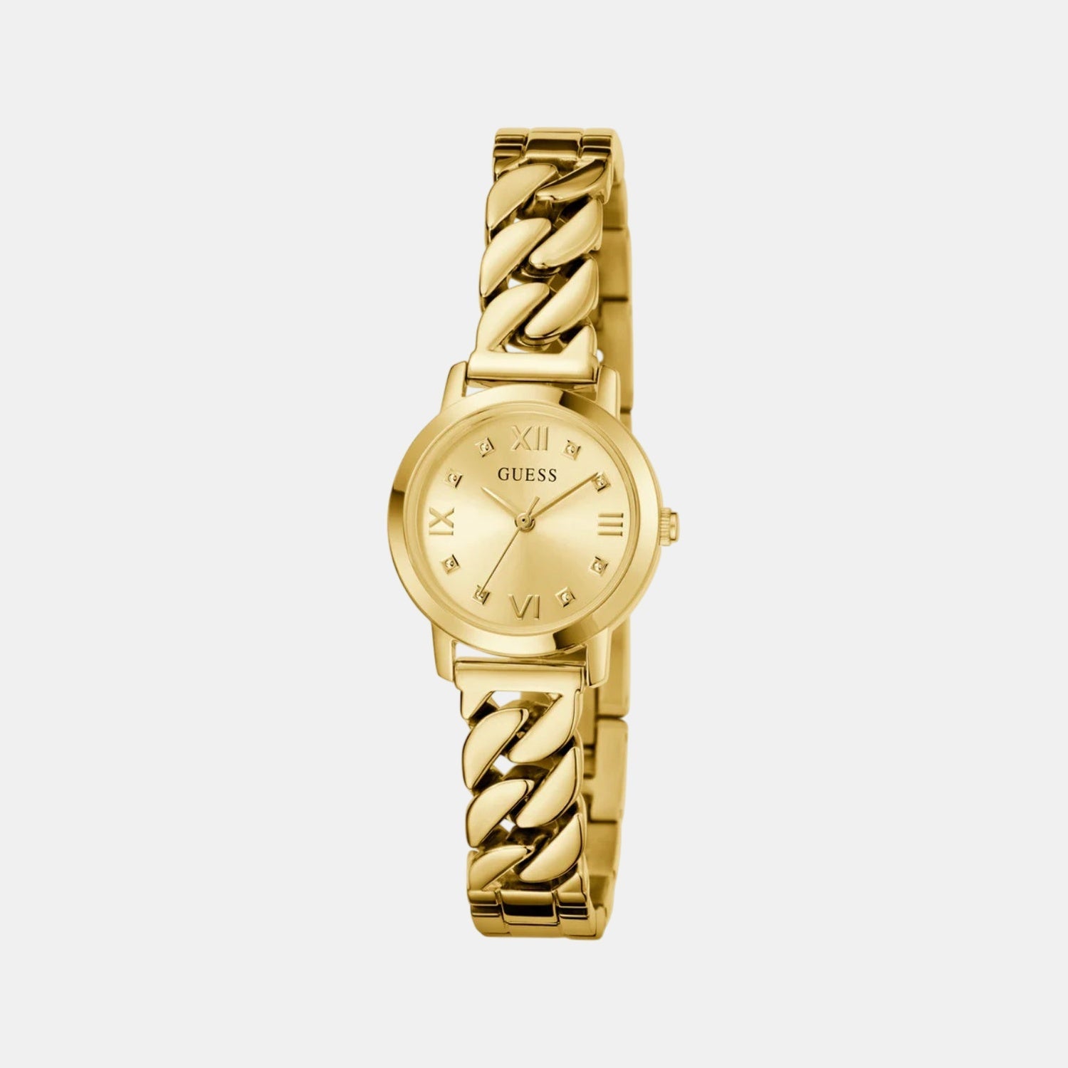 Guess Gb Chime Women Quartz Champagne Dial Analog Stainless Steel Gw0867L2