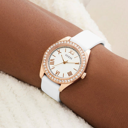 Guess Gd Mini Luna Women Quartz White Dial Analog Stainless Steel Gw1000L3