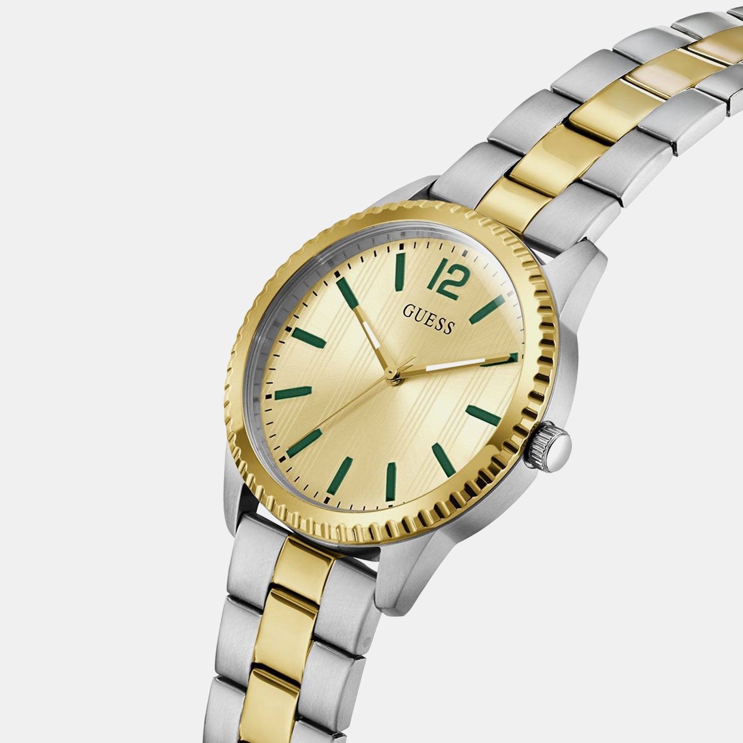 Guess Gs Chip Men Quartz Champagne Dial Analog Stainless Steel Gw1062G4