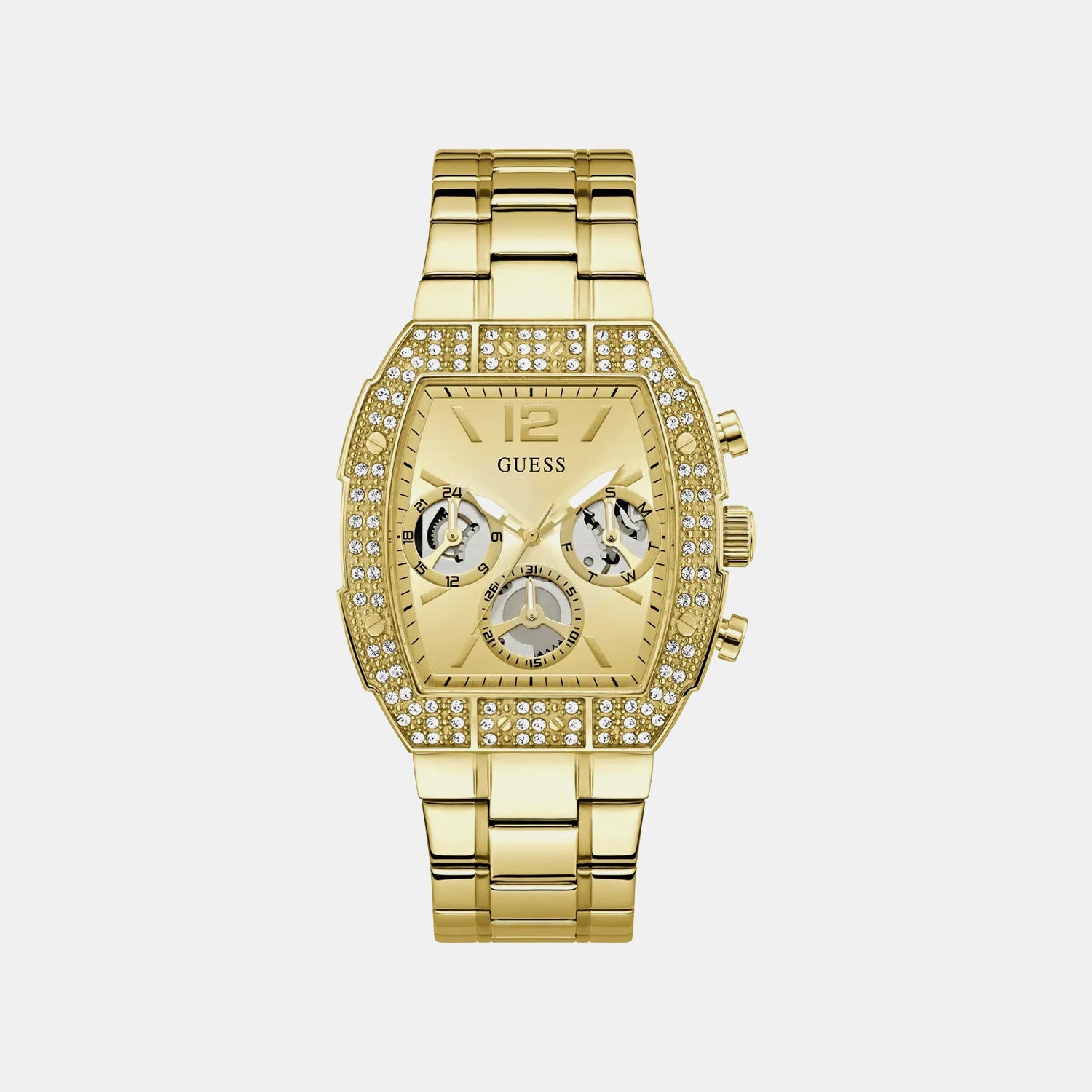 Guess Gt Phoenix Quantum Men Quartz Champagne Dial Analog Stainless Steel Gw1068G2