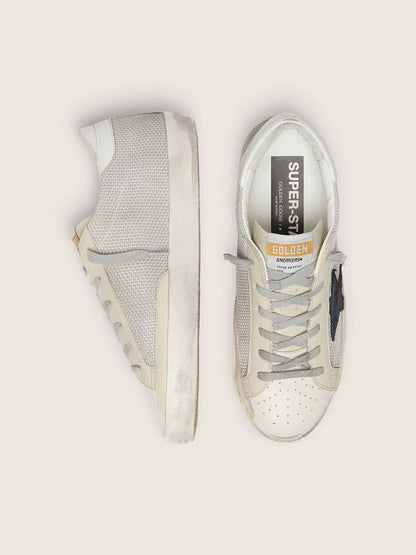 Golden Goose Womens Super-Star In Leather With Black Star Womens