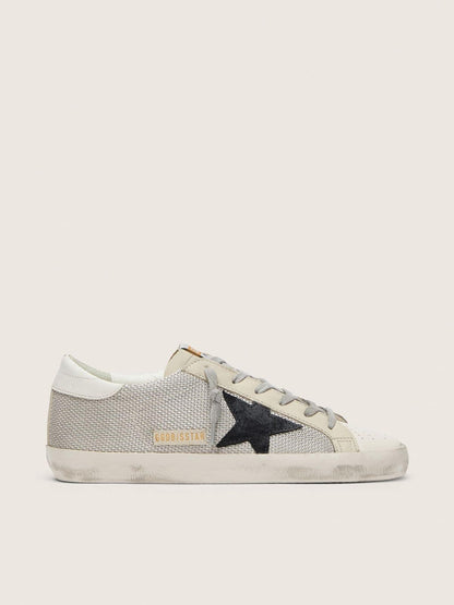 Golden Goose Womens Super-Star In Leather With Black Star Womens