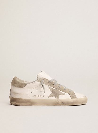 Golden Goose Womens Super-Star With Gray Suede Star And Heel Tab Womens