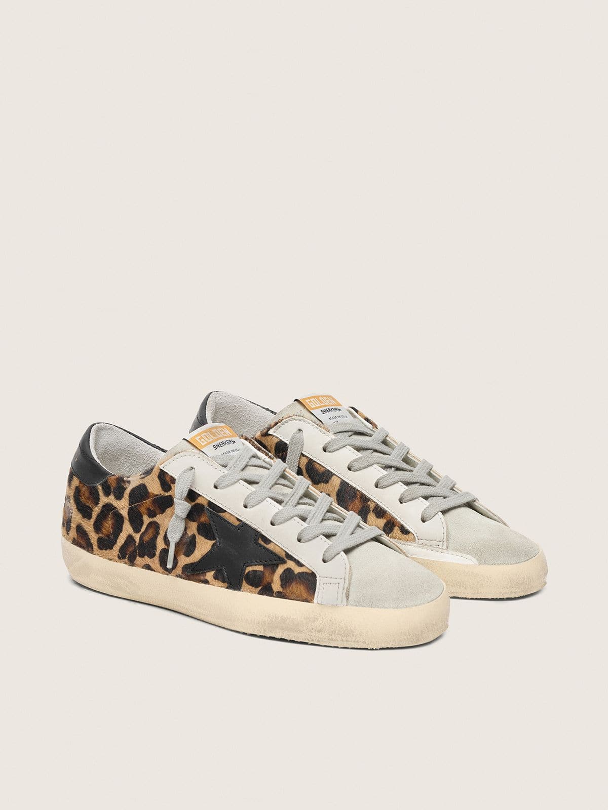 Golden Goose Womens Super-Star In Leopard Print Leather Womens